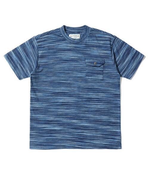 슈가케인 인디고 보더 스트라이프 포켓 반팔 티 SC79534