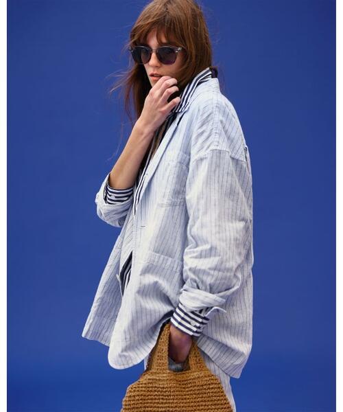 빔즈 보이 스트라이프 체크 빅 재킷 여성 13-16-0040-803