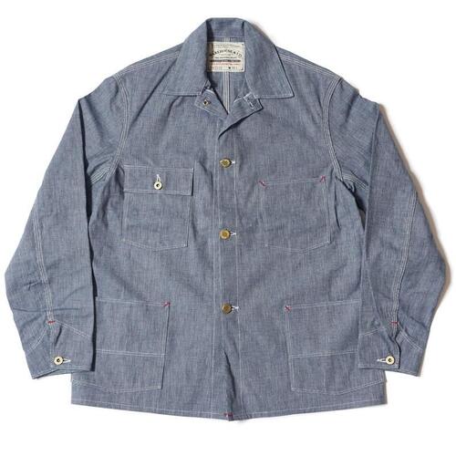 웨어하우스 재킷 2195 INDIGO PINCHECK CHANGE BUTTON COVERALL