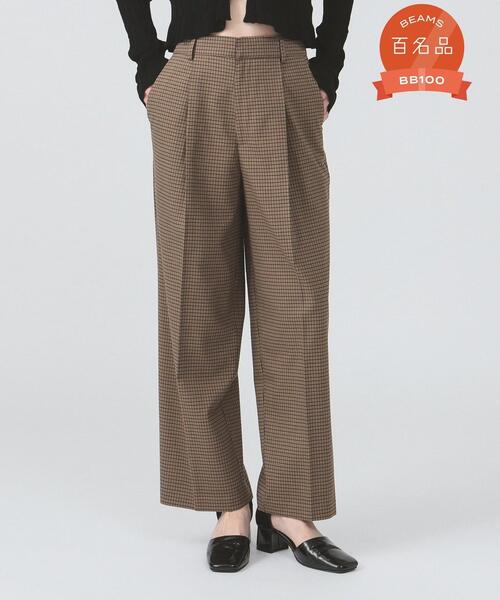 레이 빔즈 체크 1턱 팬츠 바지 여성 61-23-1193-111