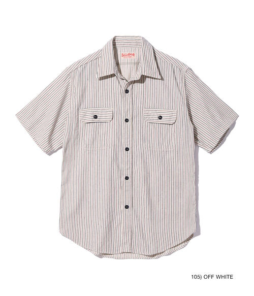 슈가케인 도비 스트라이프 워크 셔츠 반팔 SC39306
