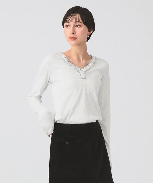 레이 빔즈 브이넥 긴팔 티 여성 탑 61-14-0942-370