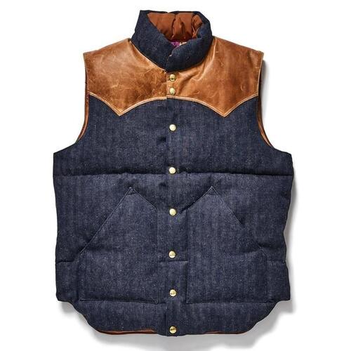 웨어하우스 X 록키마운틴 2237 인디고 HBT DOWN VEST 패딩 조끼 25aw
