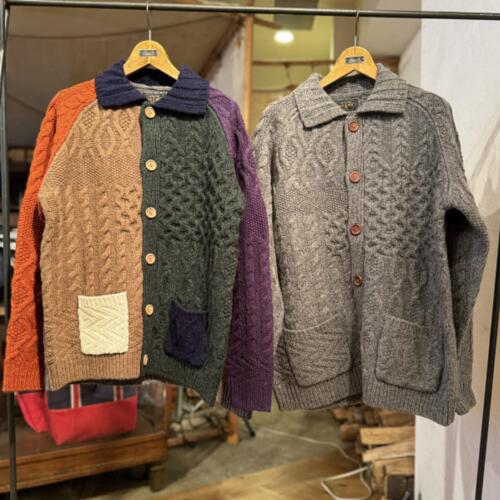 빔즈 플러스 알란 패치워크 니트 울 가디건 25AW 38-15-0149-048