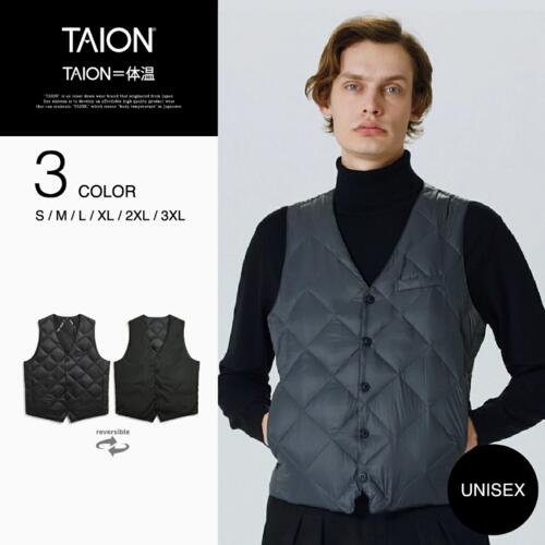 타이온 시티 리버시블 싱글 버튼 다운 질레 이너 패딩 조끼 TAION-R003CI