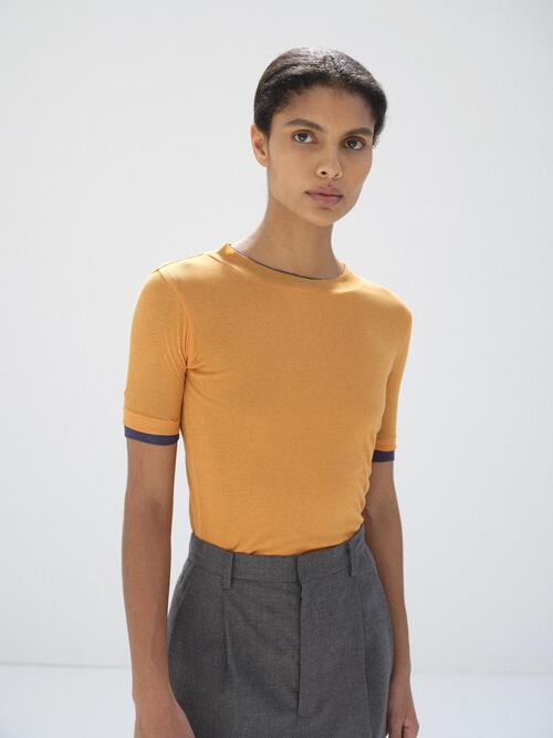 오라리 여성 반팔 티 SUPER HIGH GAUGE SHEER RIB TEE 26SS