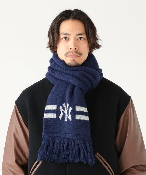 B MING by BEAMS 빔즈 X MLB 니트 로고 머플러 목도리 25AW 92-45-0219-412