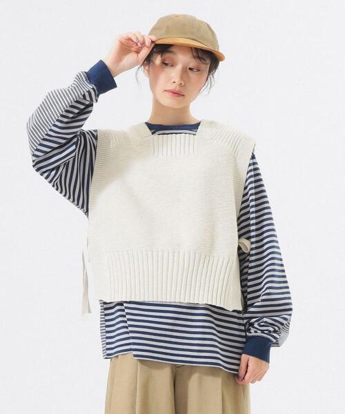 빔즈 보이 여성 니트 조끼 사이드 리본 13-05-0158-126 26SS