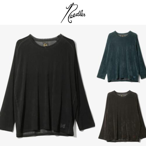 니들스 U넥 긴팔 티 Flocked Stripe Lace SX435 26SS