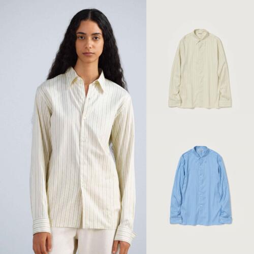 오라리 여성 셔츠 COTTON SILK STRIPE DOUBLE-CUFF SHIRT 26SS