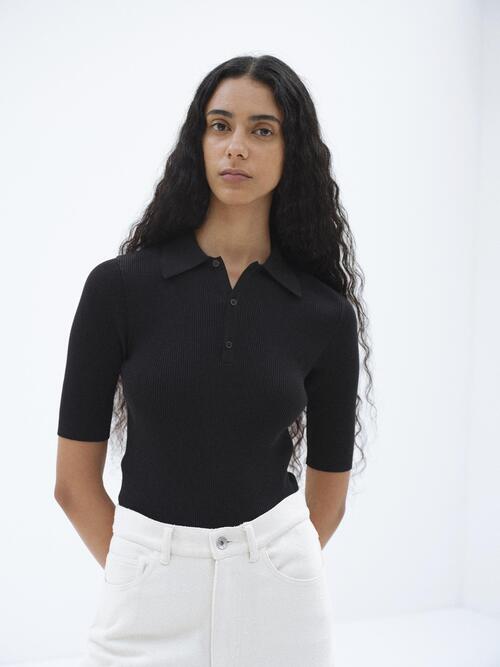 오라리 여성 반팔 니트 COTTON HIGH GAUGE RIB KNIT POLO 26SS