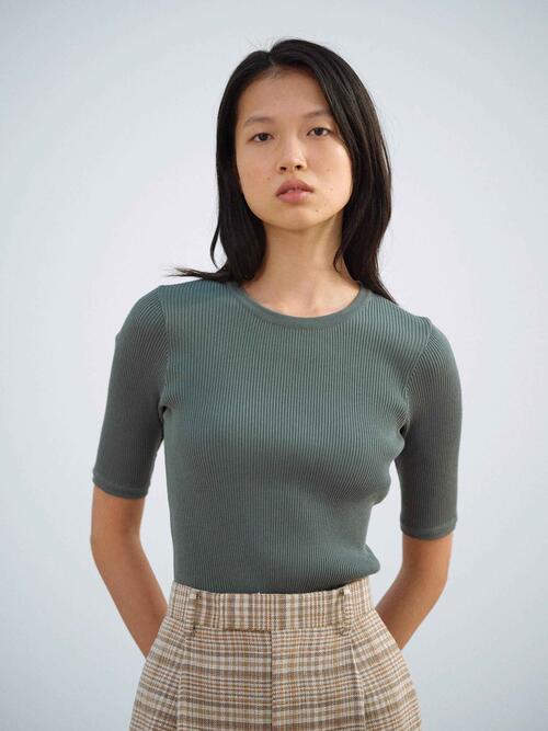 오라리 여성 반팔 니트 COTTON HIGH GAUGE RIB KNIT TEE 26SS