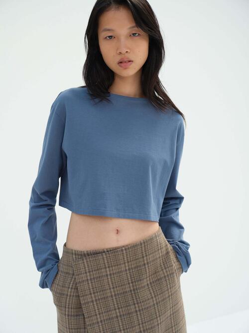 오라리 여성 긴팔 티 HIGH GAUGE COTTON JERSEY BOAT NECK L/S TEE 26SS