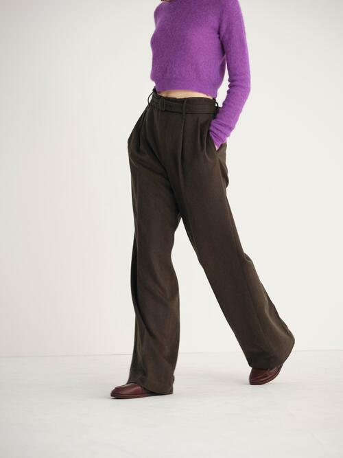 오라리 여성 바지 BABY CAMEL FLANNEL SLACKS 24AW