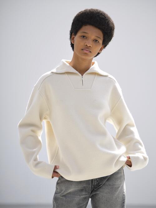 오라리 여성 니트 HEAVY MILANO RIB KNIT ZIP TURTLE 24AW