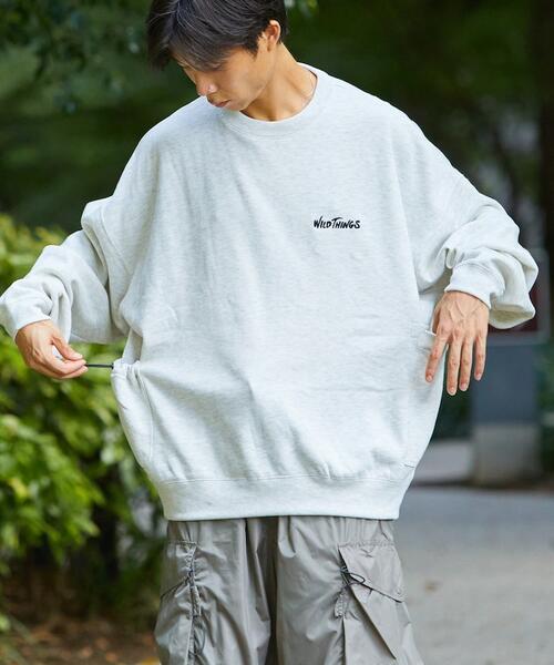 와일드띵스 X 프릭스스토어 빅실루엣 사이드 포켓 스웨트 티 기모 24AW 1223319600024