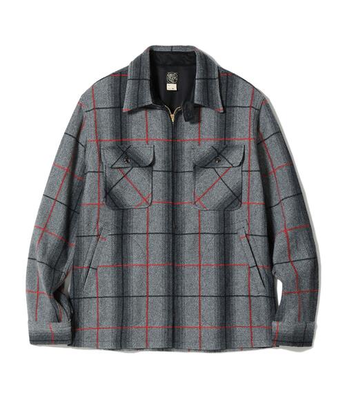 슈가케인 7.75oz 울 레드 페인 지퍼 셔츠 SC15643