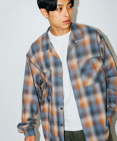 빔즈 옴브레 체크 오픈 칼라 셔츠 11-11-1028-803