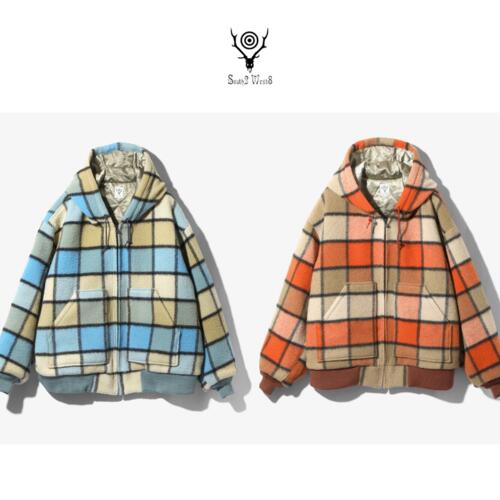 남이서팔 지퍼 워크 후디 후드 점퍼 퀼팅 재킷 Brushed Plaid Twill 24AW PU466