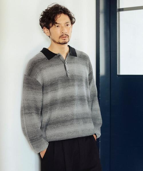 B MING by BEAMS 빔즈 니트 폴로 그라데이션 92-15-0341-286 여유핏