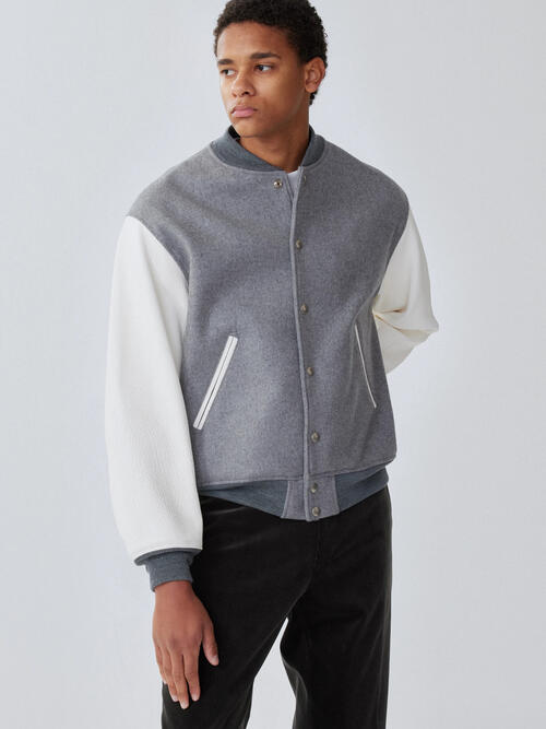 캡틴선샤인 재킷 울 점퍼 Award Jacket 24AW 간절기 가죽 소매 릴렉스 핏