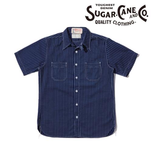 슈가케인 와바시 스트라이프 반팔 워크 셔츠 8.5oz SC36267