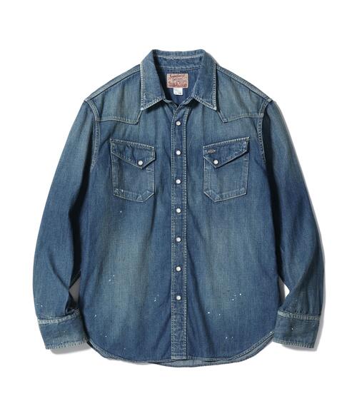 슈가케인 블루 데님 웨스턴 셔츠 에이징모델 SC29475