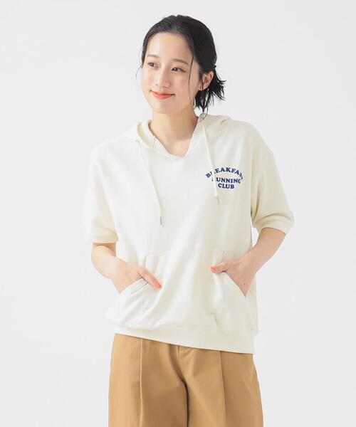 B MING by BEAMS X RUSSELL ATHLETIC 빔즈 여성 반팔 티 후드 93-03-0018-001