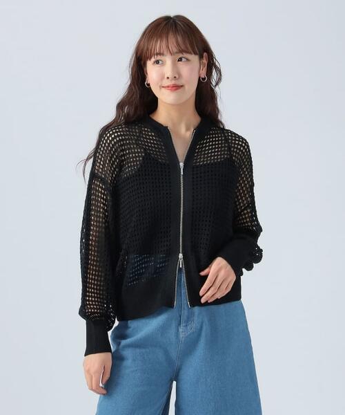 빔즈 하트 지퍼 메쉬 니트 가디건 여성 43-15-0285-213