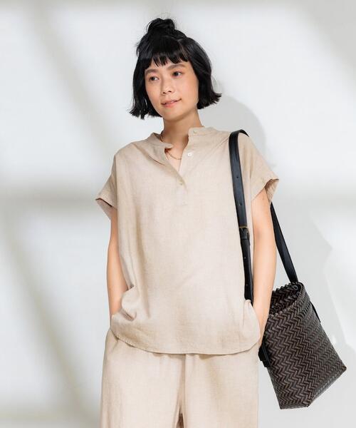 프릭스스토어 린넨 블렌드 스키퍼 블라우스 여성 반팔 셔츠 25SS 1103248900633