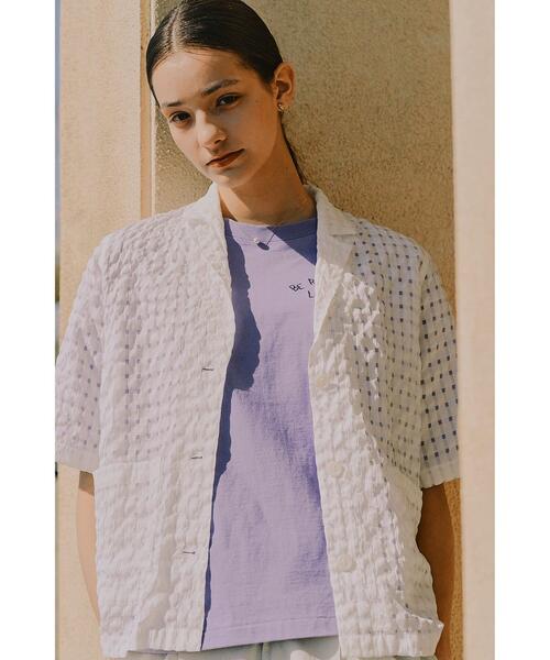 B MING by BEAMS 빔즈 시스루 체크 재킷 여성 반팔 93-16-0136-646