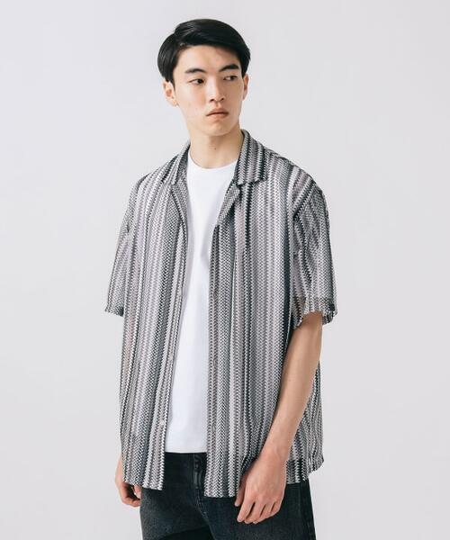 빔즈 하트 스트라이프 메쉬 반팔 셔츠 42-01-0073-639