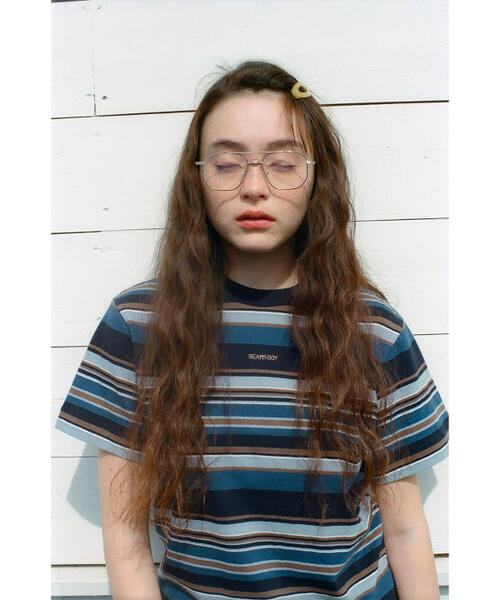 빔즈 보이 멀티 보더 스트라이프 반팔 티 여성 13-04-0314-458