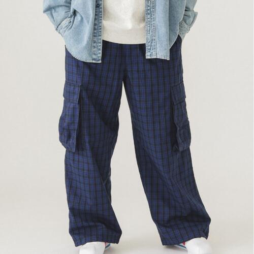 빔즈 체크 카고 이지 팬츠 바지 와이드 스트레이트 11-24-1787-120