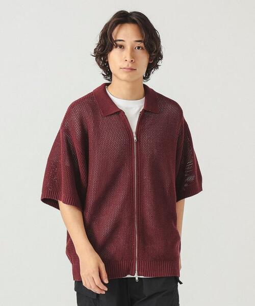 빔즈 메쉬 폴로 니트 반팔 와이드 풀 집업 11-02-0536-147