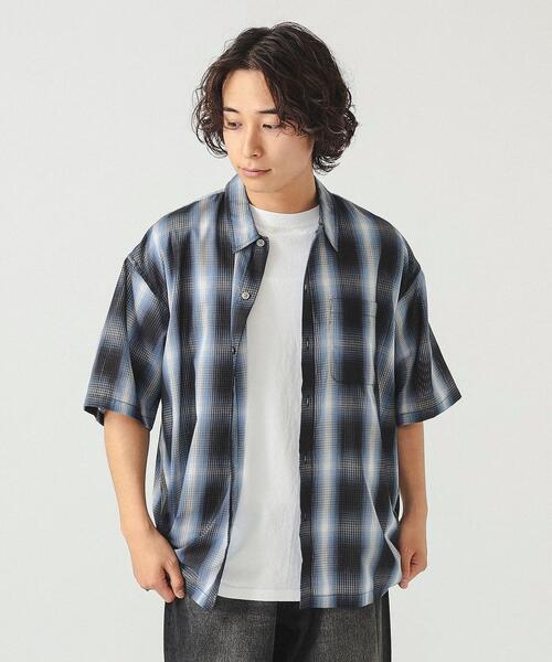 빔즈 옴브레 체크 와이드 반팔 셔츠 11-01-1591-803