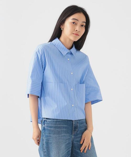 B MING by BEAMS 빔즈 반팔 여성 크롭 셔츠 93-01-0262-928