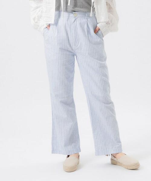 빔즈 보이 스트라이프 체크 슬랙스 여성 바지 13-23-0045-803