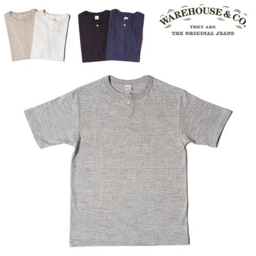 웨어하우스 WAREHOUSE 4082 원 버튼 헨리넥 무지 티 셔츠 반팔