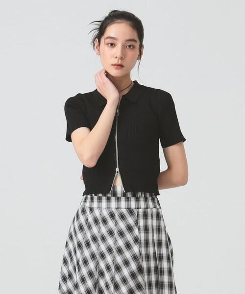 레이 빔즈 반팔 폴로 니트 가디건 여성 더블 지퍼 61-05-0409-353