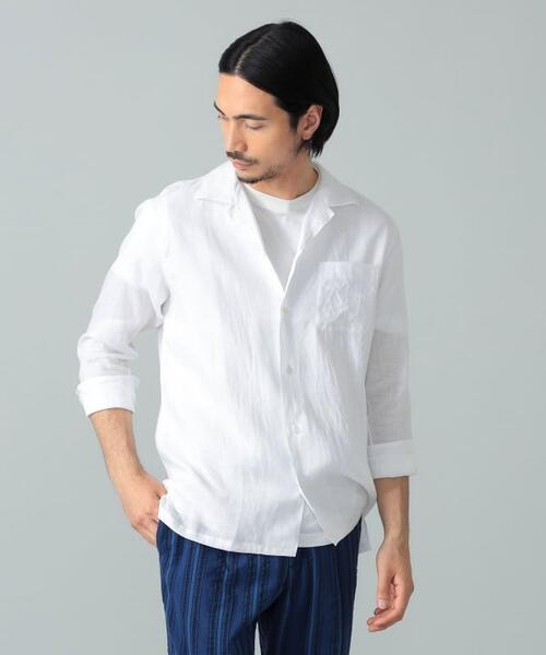 빔즈 F 린넨 솔리드 오픈 칼라 셔츠 21-11-0636-798