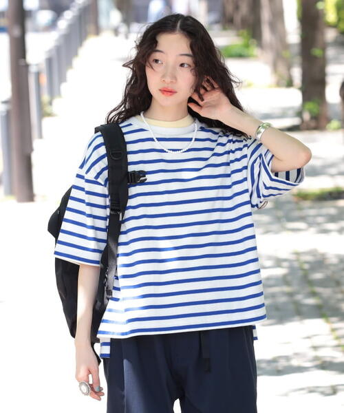 빔즈 보이 반팔 보더 빅 반팔 티 여성 오버핏 13-04-0317-138