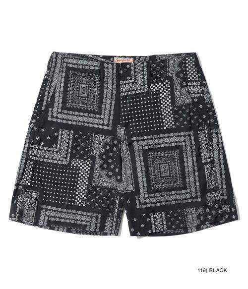 슈가케인 반다나 패치워크 프린트 워크 쇼츠 반바지 SC52537