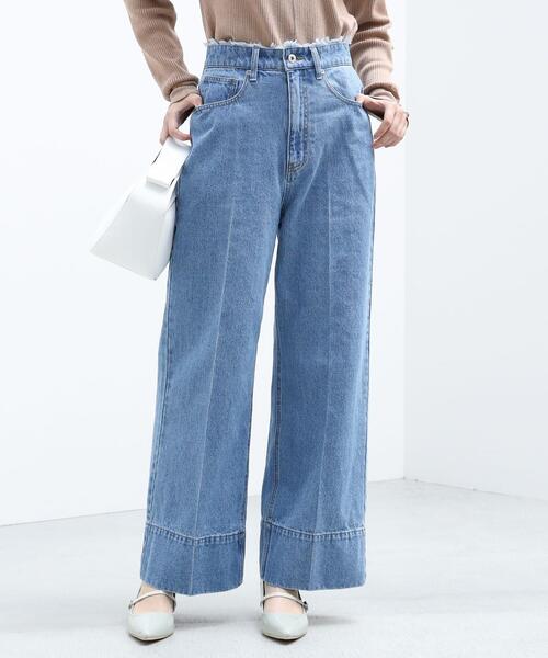 빔즈 하트 센터 프레스 와이드 데님 팬츠 청바지 여성 43-23-0107-408