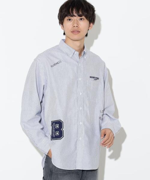 빔즈 하트 레터링 옥스포드 버튼 다운 셔츠 스트라이프 42-11-0067-147