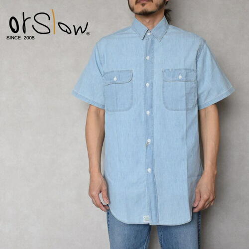 오어슬로우 반팔 샴브레이 워크 셔츠 빈티지 01-8172-99