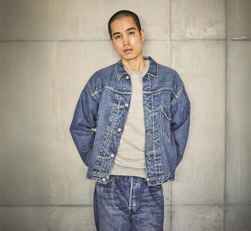 오어슬로우 TYPE1 PLEATED FRONT BLOUSE 2YEAR WASH 데님 재킷 청점퍼 03-6011-84