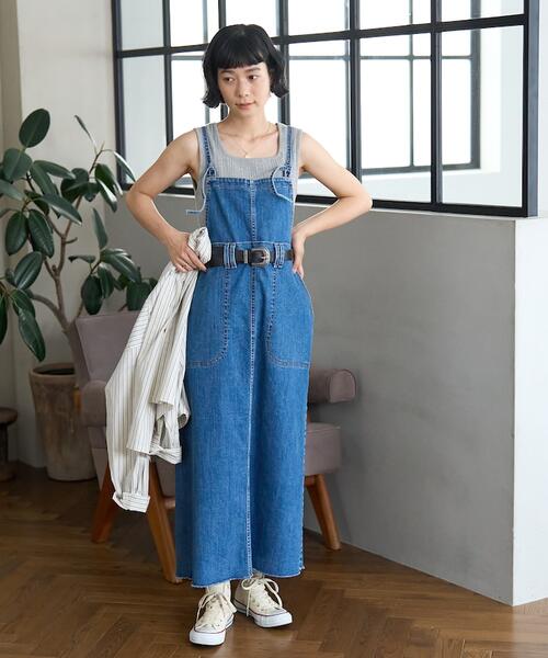 프릭스스토어 X SOMETHING 살로펫 원피스 데님 멜빵 치마 25AW 1113136800017