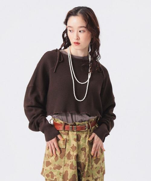 빔즈 보이 여성 밀리터리 쇼트 풀오버 니트 13-15-0175-126