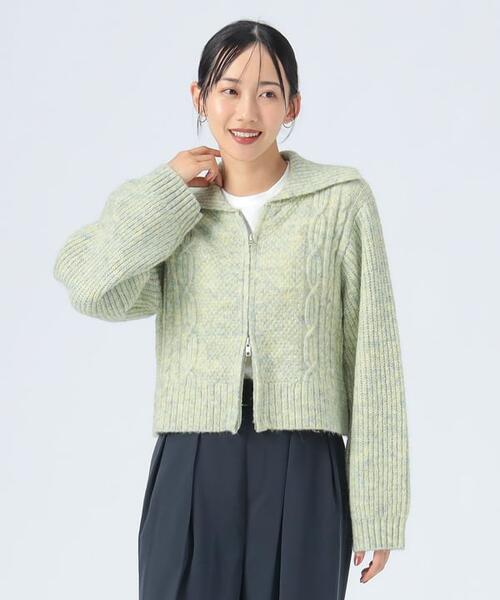 빔즈 하트 빅 칼라 더블 지퍼 니트 가디건 여성 43-15-0236-928